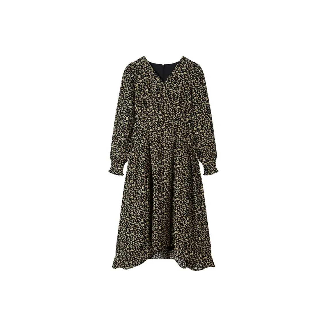 TKY SHOP Long Sleeved Dress Women's Black Pattern