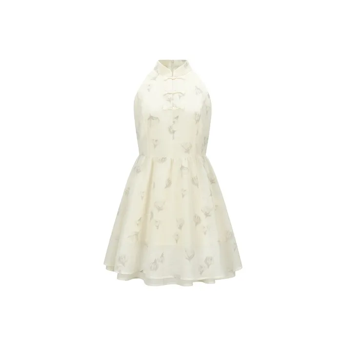 LEDIN Без рукавов Платье Женское Желтое с принтом