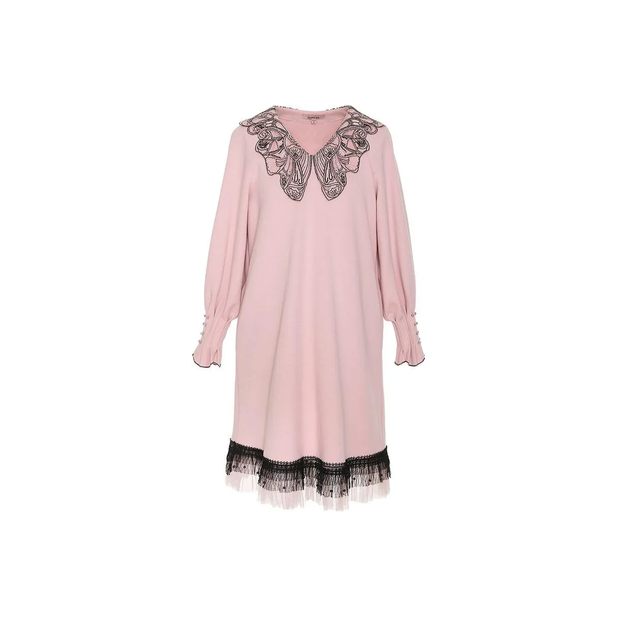 LIANCAN Длинное платье с длинным рукавом женское розовое