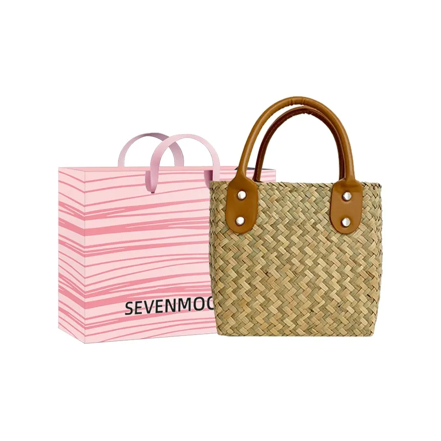 SEVENMOONS Соломенная плетеная сумка стандартная женская светлый темный цвет