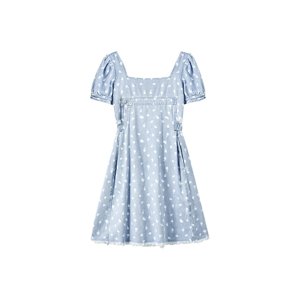 A21 Короткий рукав Платье Женское Небесно-голубой