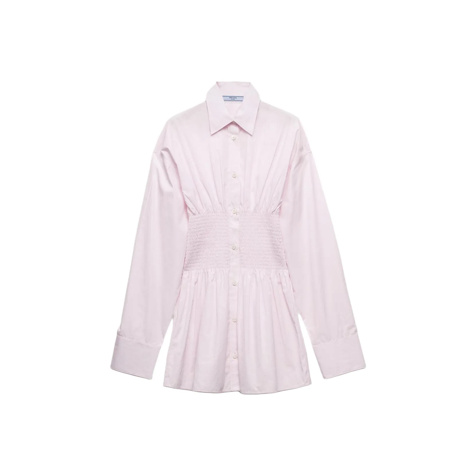 PRADA Smocked Waist Long Sleeved Poplin Shirt