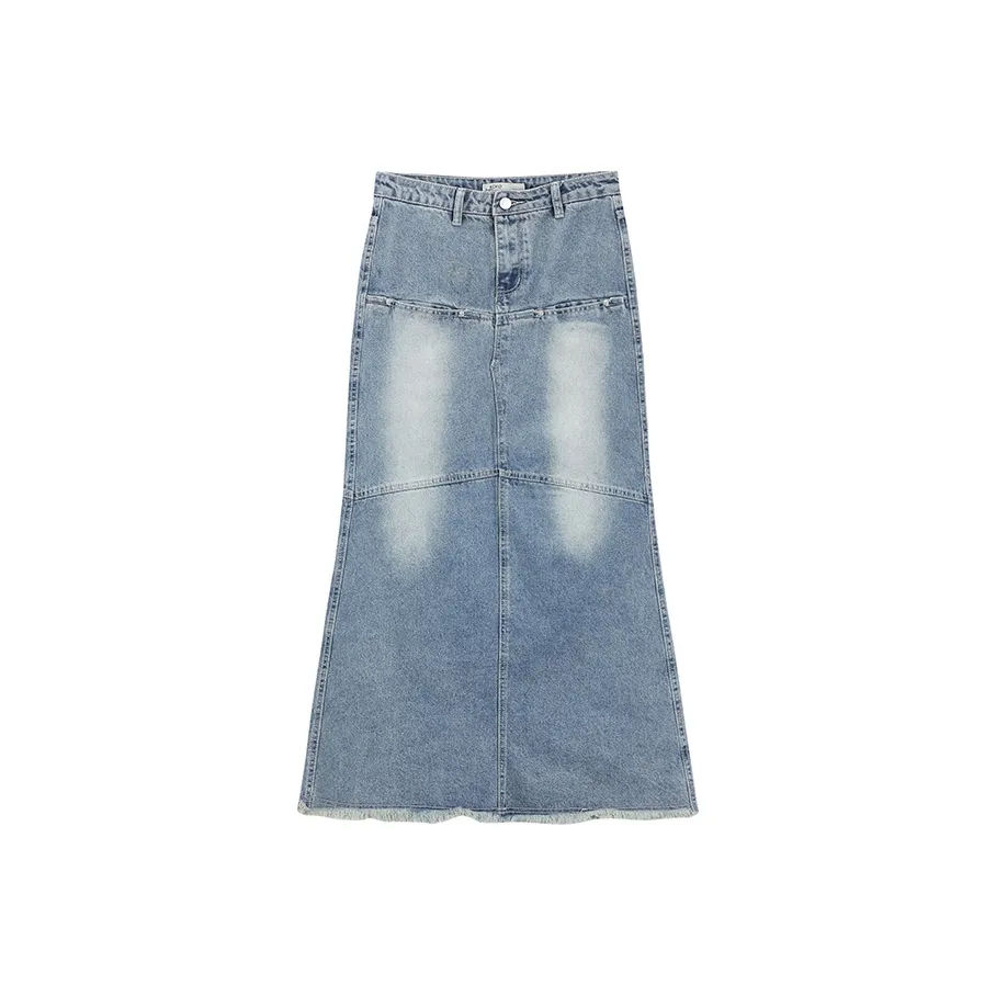 PAIN OR PLEASURE Деним Длинная Юбка Женская Синяя