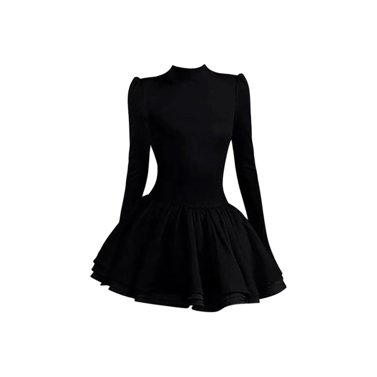 PLAY BUSH Длинное платье с длинными рукавами женское черное