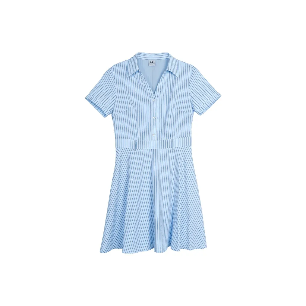 A21 Короткий рукав Платье Женское Синий