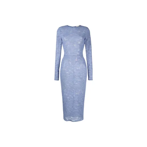 Fleur Du Mal Blue Женские Длинные Платья с Рукавами
