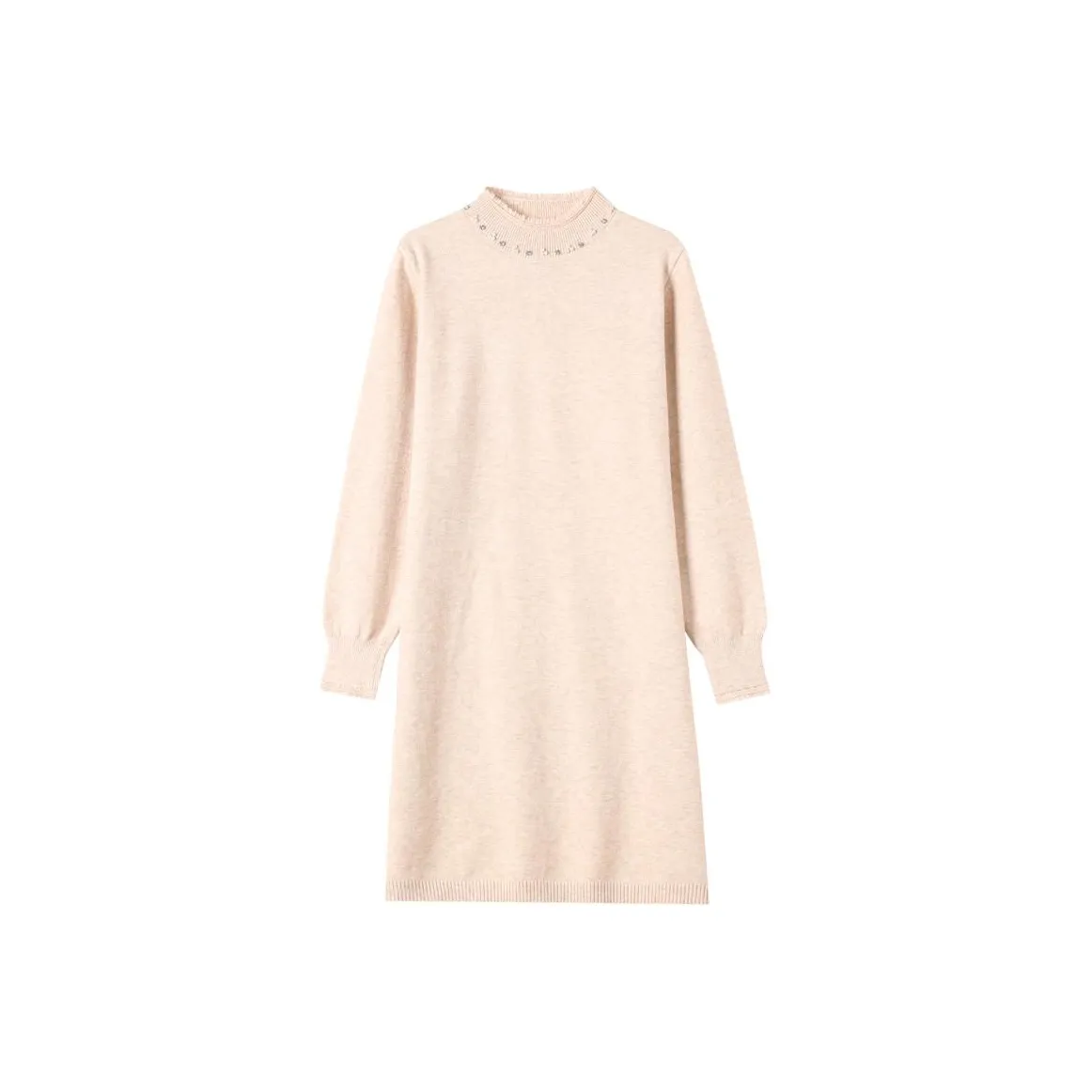 Korean Style Long Sleeved Dress Women's Apricot