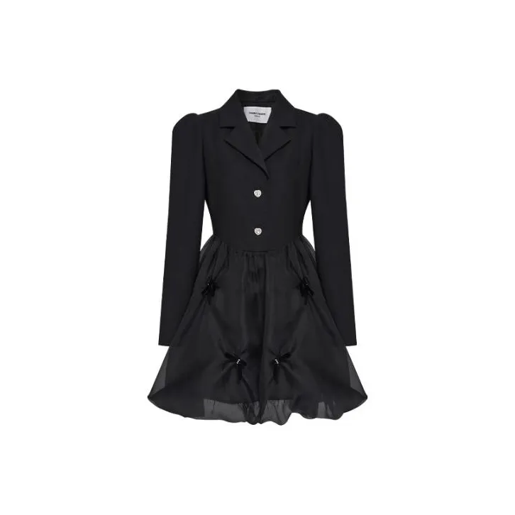 TAMMY TANGS Длинное платье с длинными рукавами женское черное