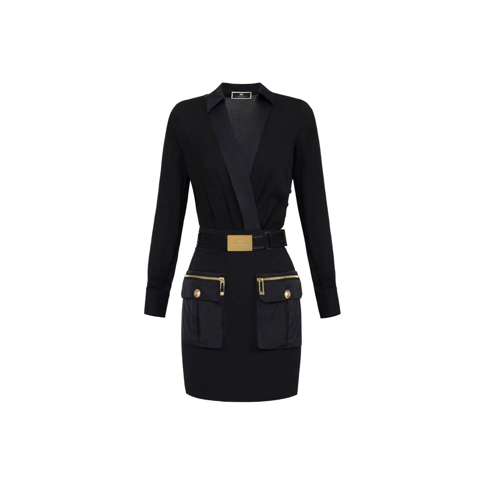 Elisabetta Franchi Wrap design Cargo pocket Mini Dress
