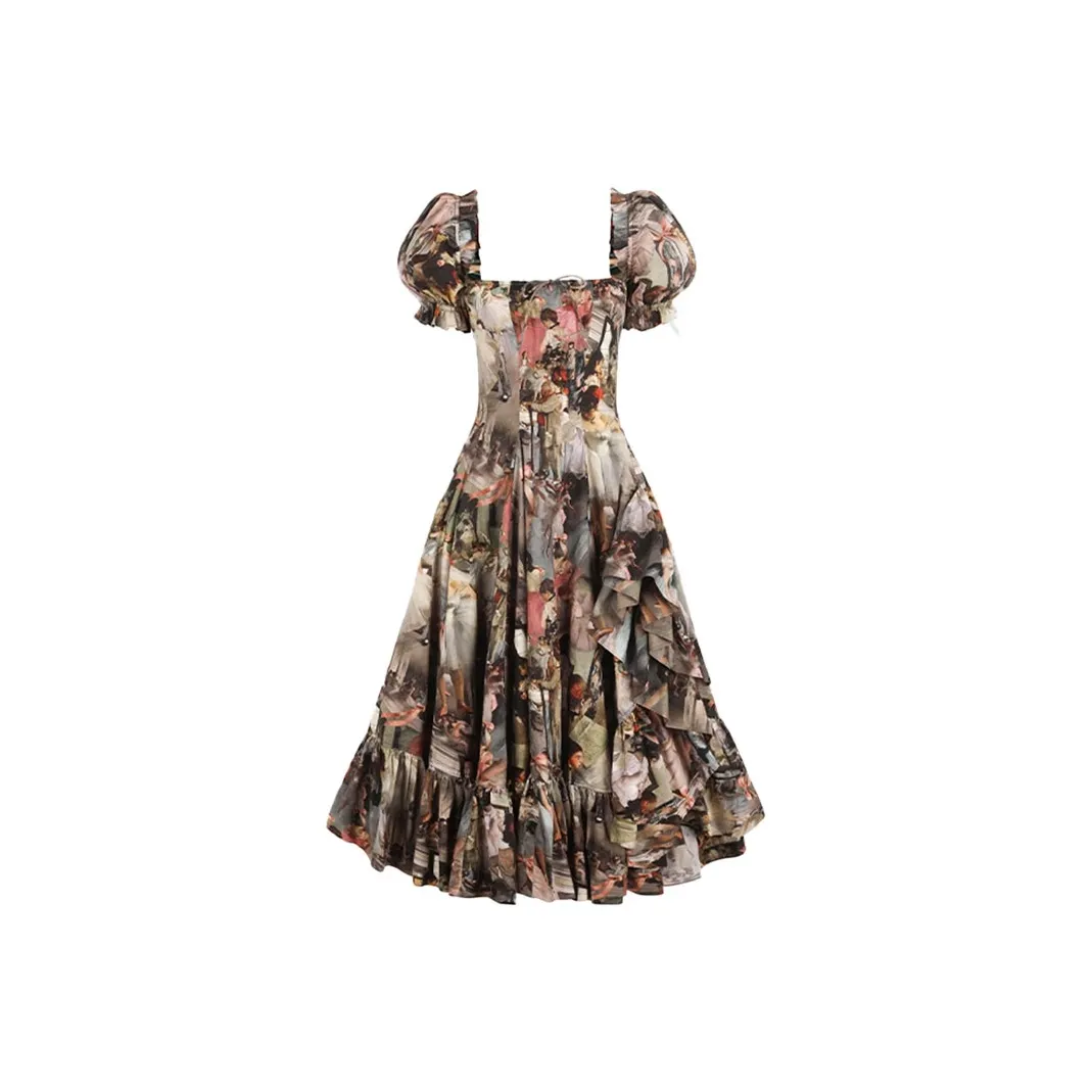 Selkie Collection Short Sleeved Dresses Women's Degas Dance Class Oil Painting Print
