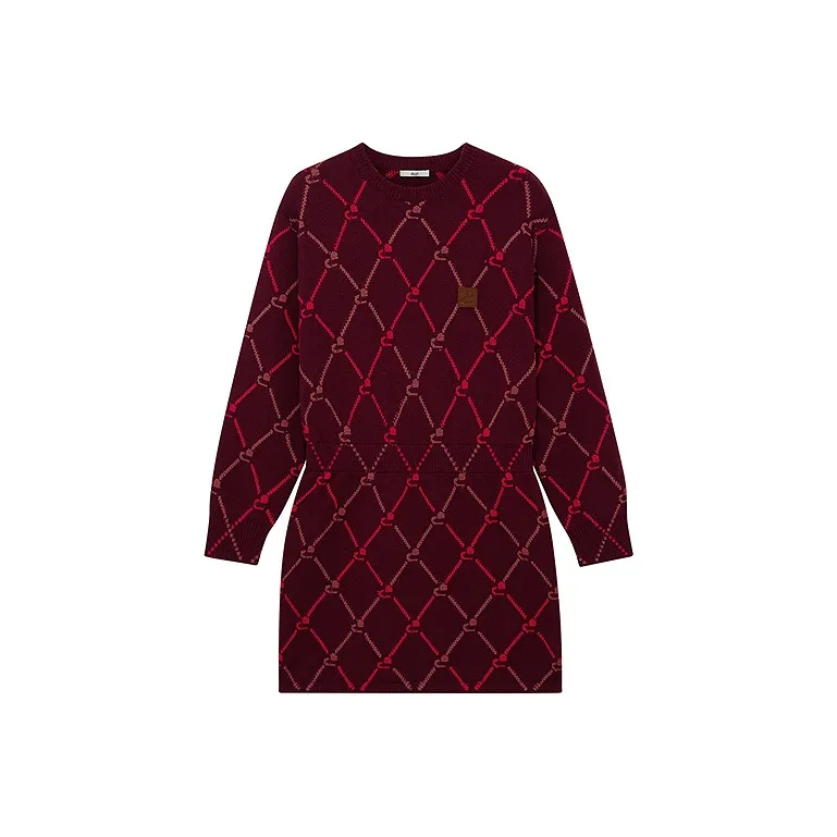 D'zzit Long Sleeved Dress Women's Dark Red