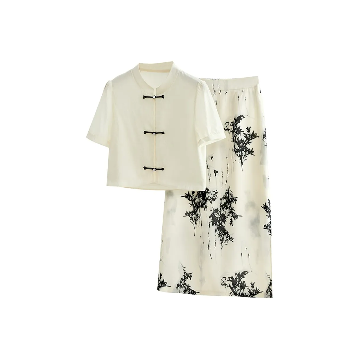 TOUCH Casual Suit Women's Upper Beige With Black Floral
