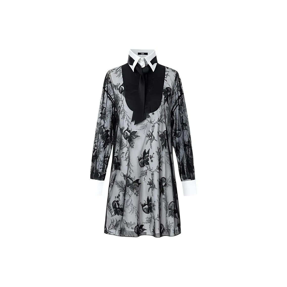 KARL LAGERFELD Длинное платье с длинными рукавами женское черное