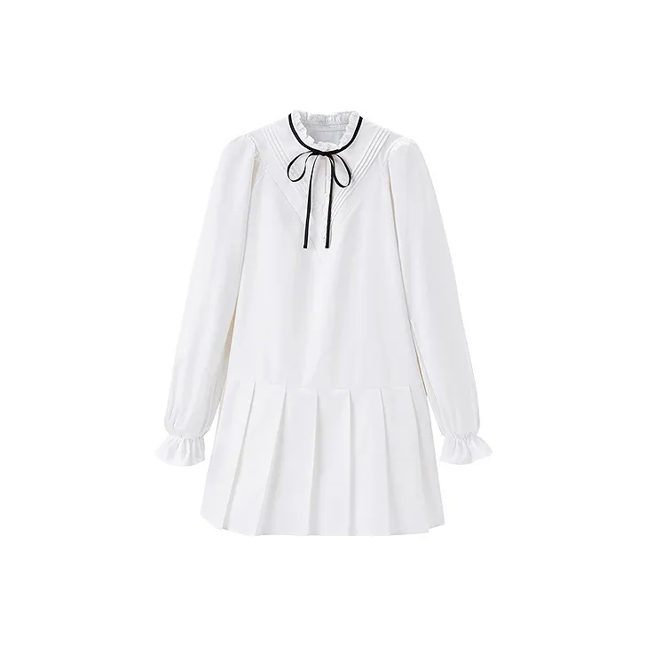 LEDIN Длинный рукав Платье Женское Белое