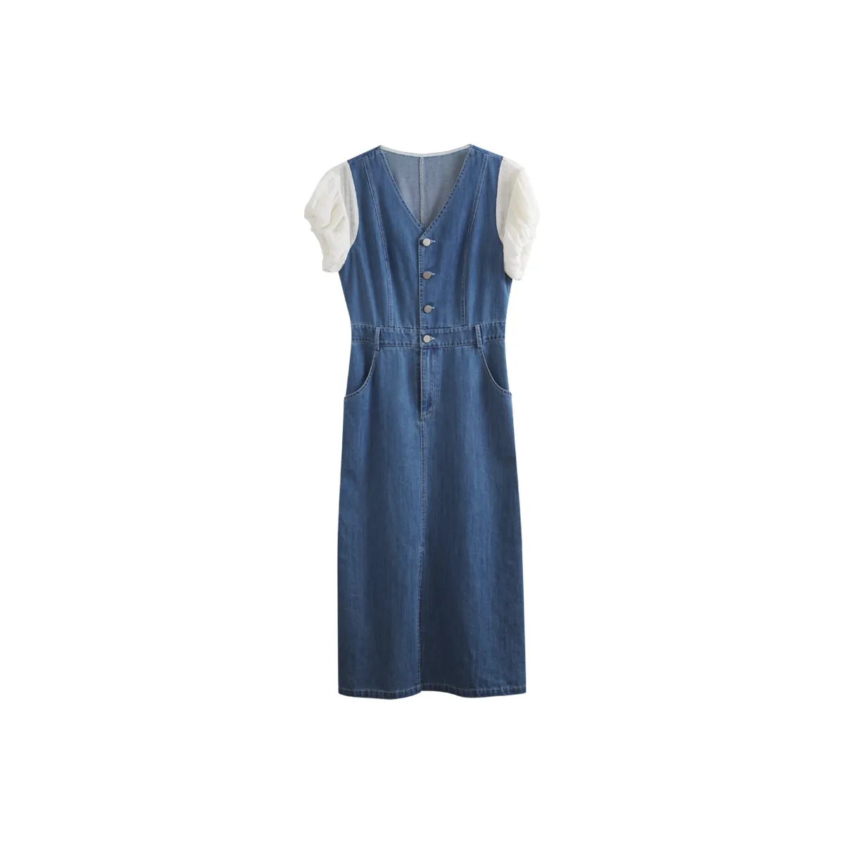 Olrain Short Sleeved Dress Women's Denim Blue