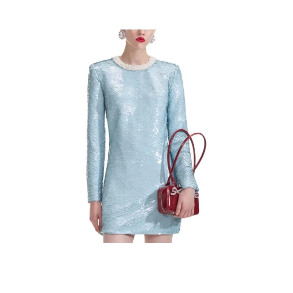 Self-portrait Long-Sleeved Dresses Women's Misty Blue