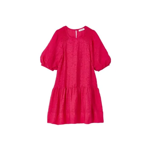 CLUB MONACO Deep Персиково-красный Женские Короткие Платья с Рукавами