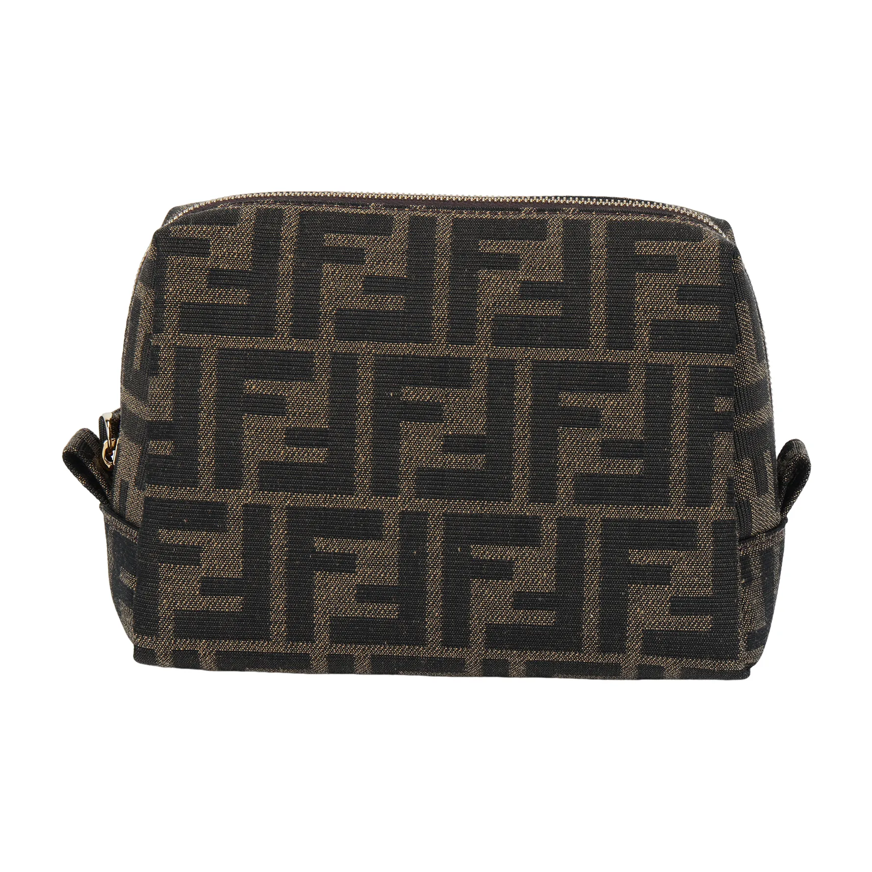 FENDI Polyester Toiletry Bag, Clutch, Makeup Bag Trumpets Women's Black/Brown
