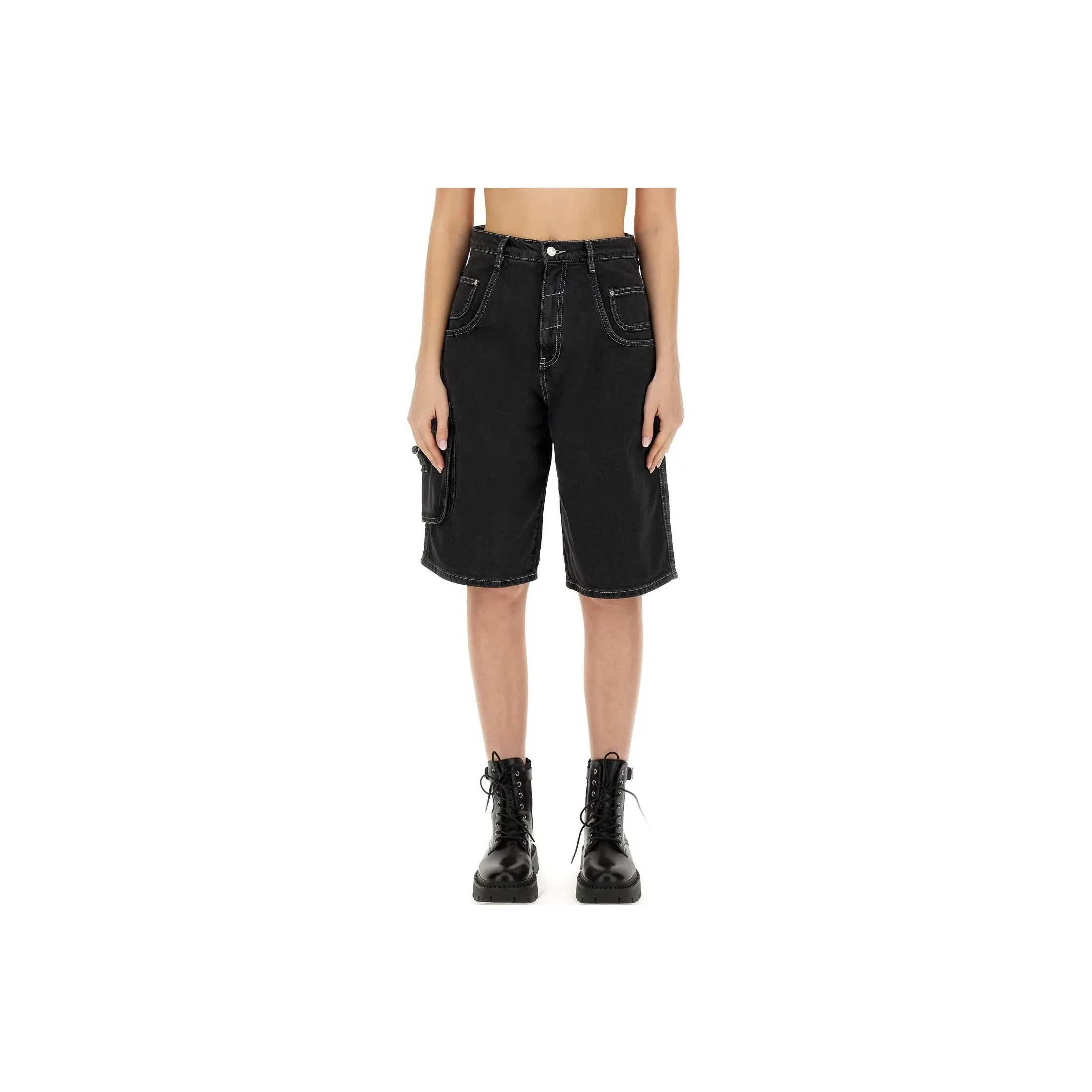 MOSCHINO Jeans Mid Rise Knee Length Denim Shorts