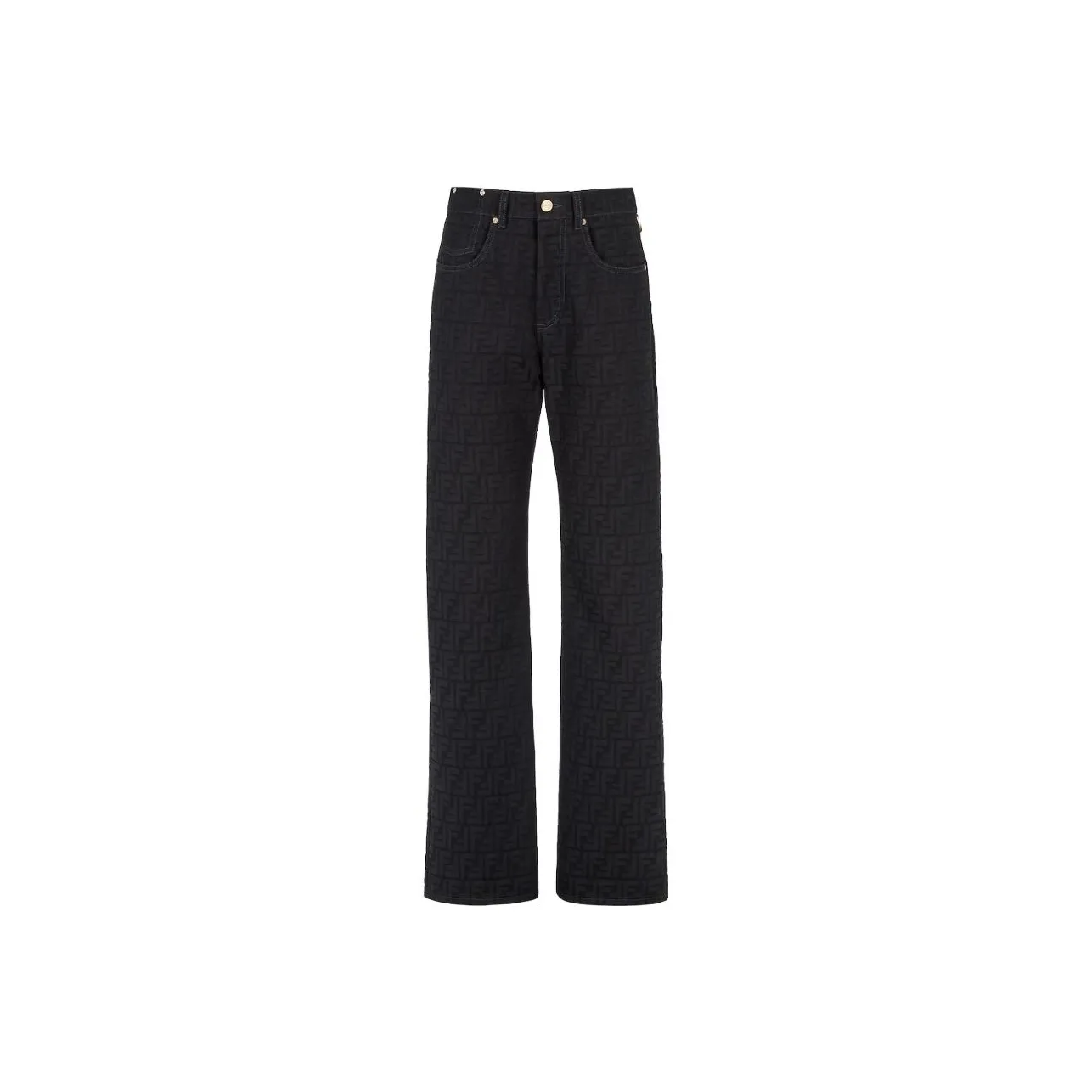 FENDI Logo jacquard Straight leg Cotton Trousers