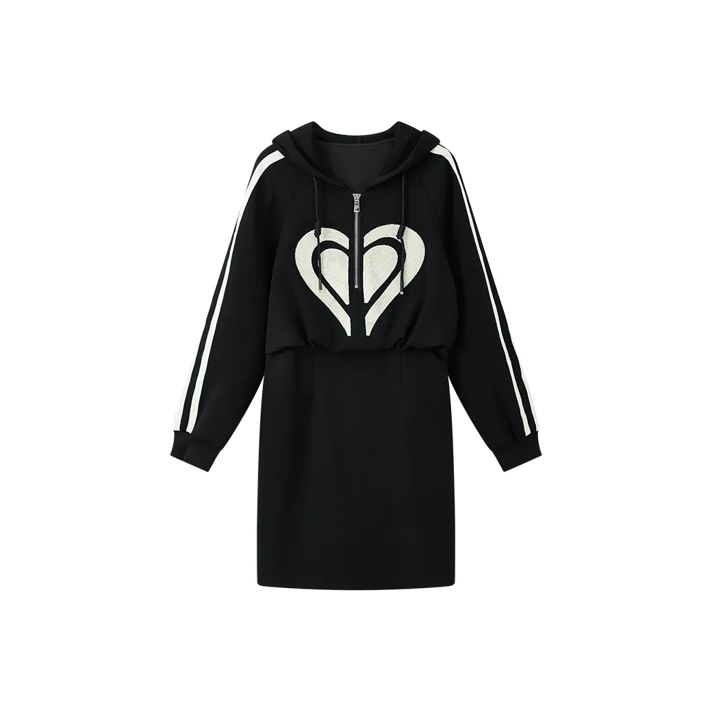 Yu Qianwen Long Sleeved Dresses Women's Black