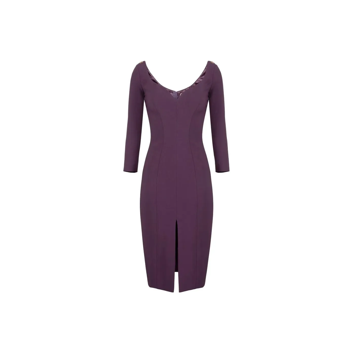 Elisabetta Franchi V Neck Front Slit Midi Dress
