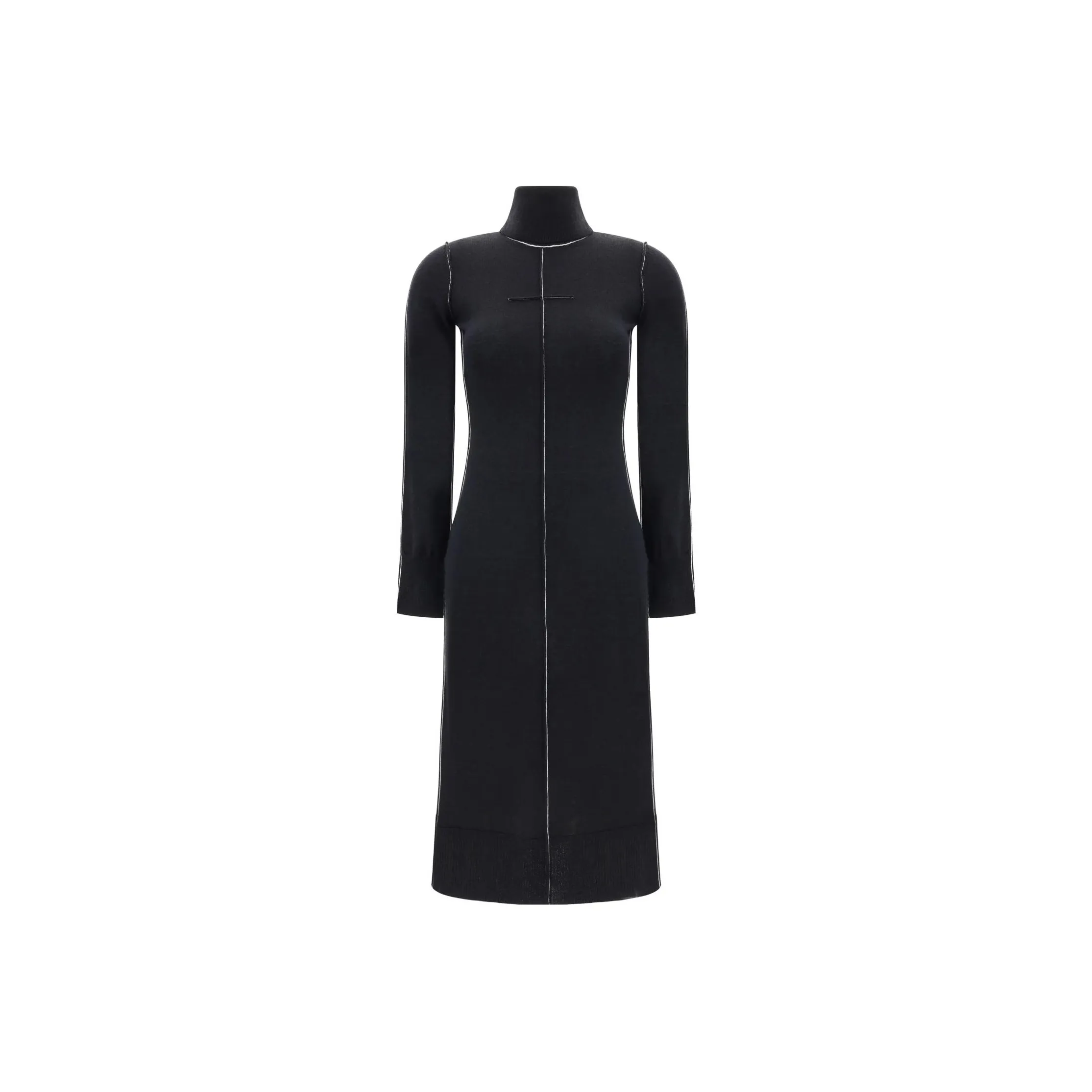 MM6 Maison Margiela High Neck Long Sleeved Midi Dress