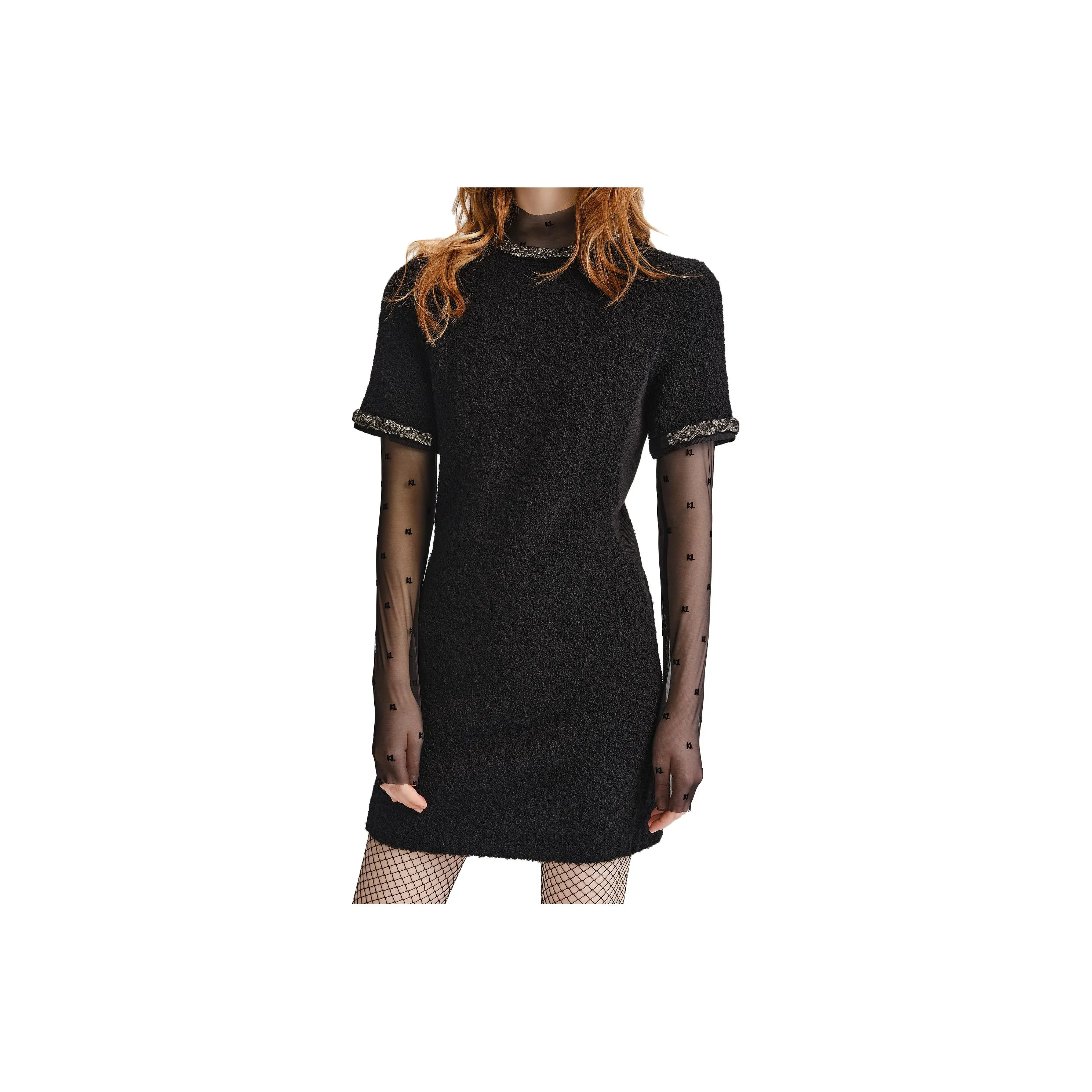 KARL LAGERFELD Короткий рукав Платье Женское Черное