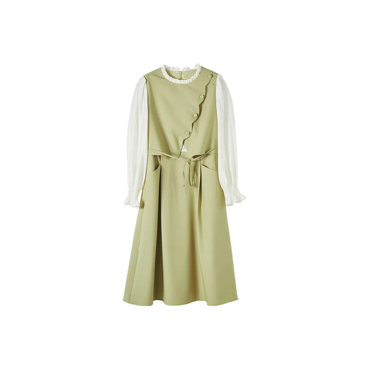 XIANGYING Long Sleeved Dress Women's Green