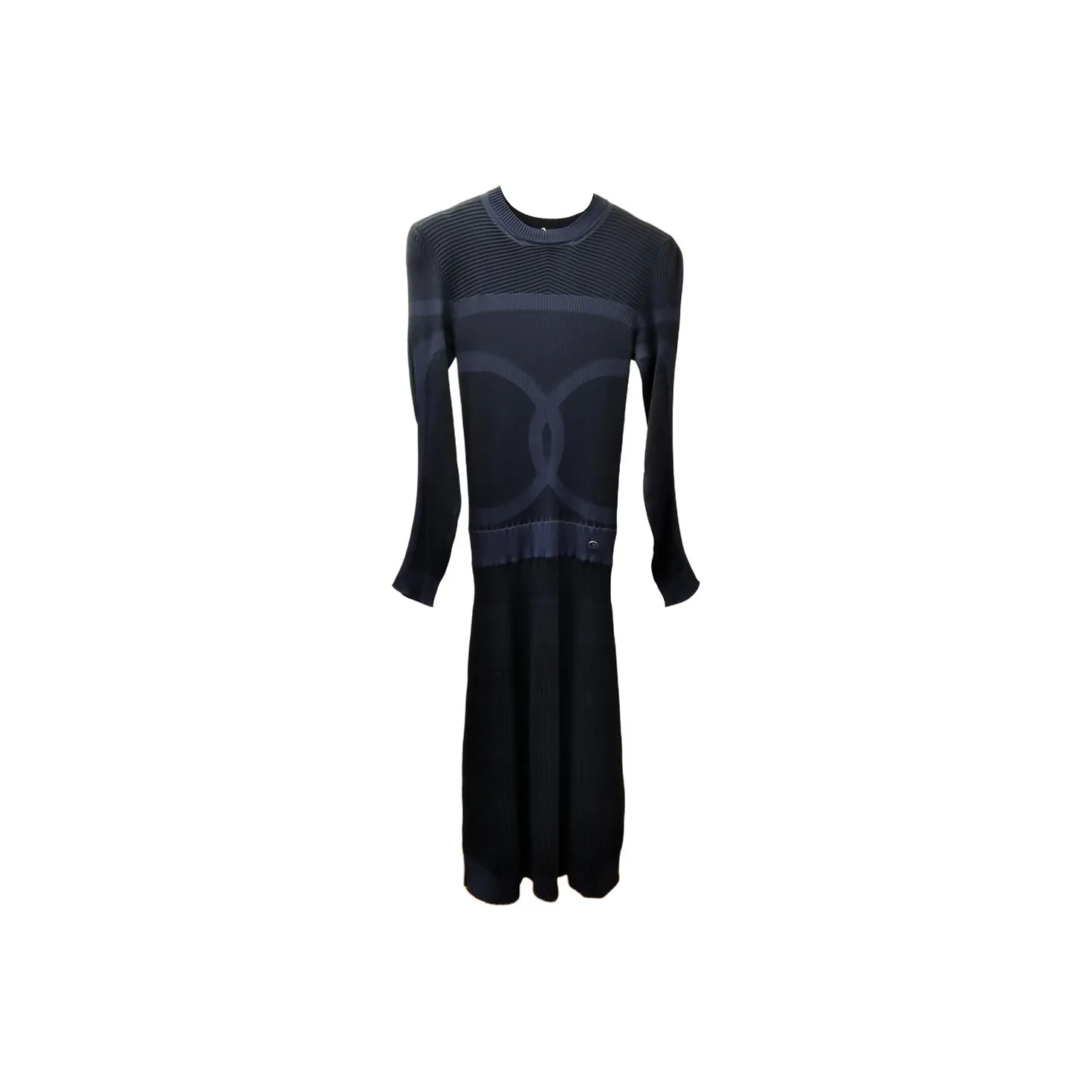 CHANEL Long Sleeved Dress Women's Blue
