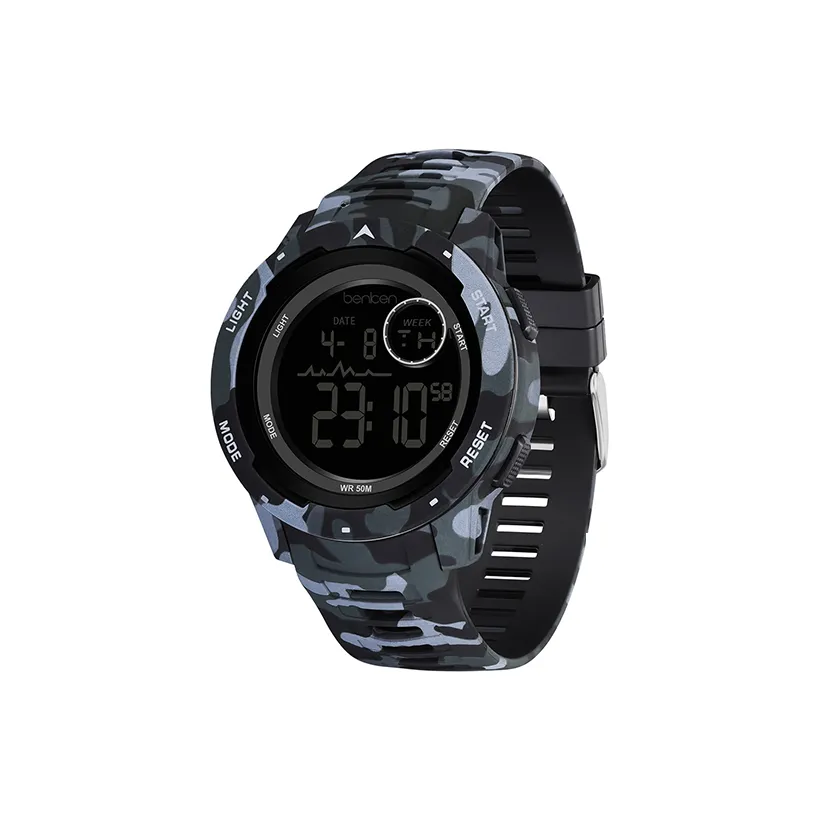 BENKEN Электронный Механизм TPU Ремешок Часы Мужские Черный Циферблат