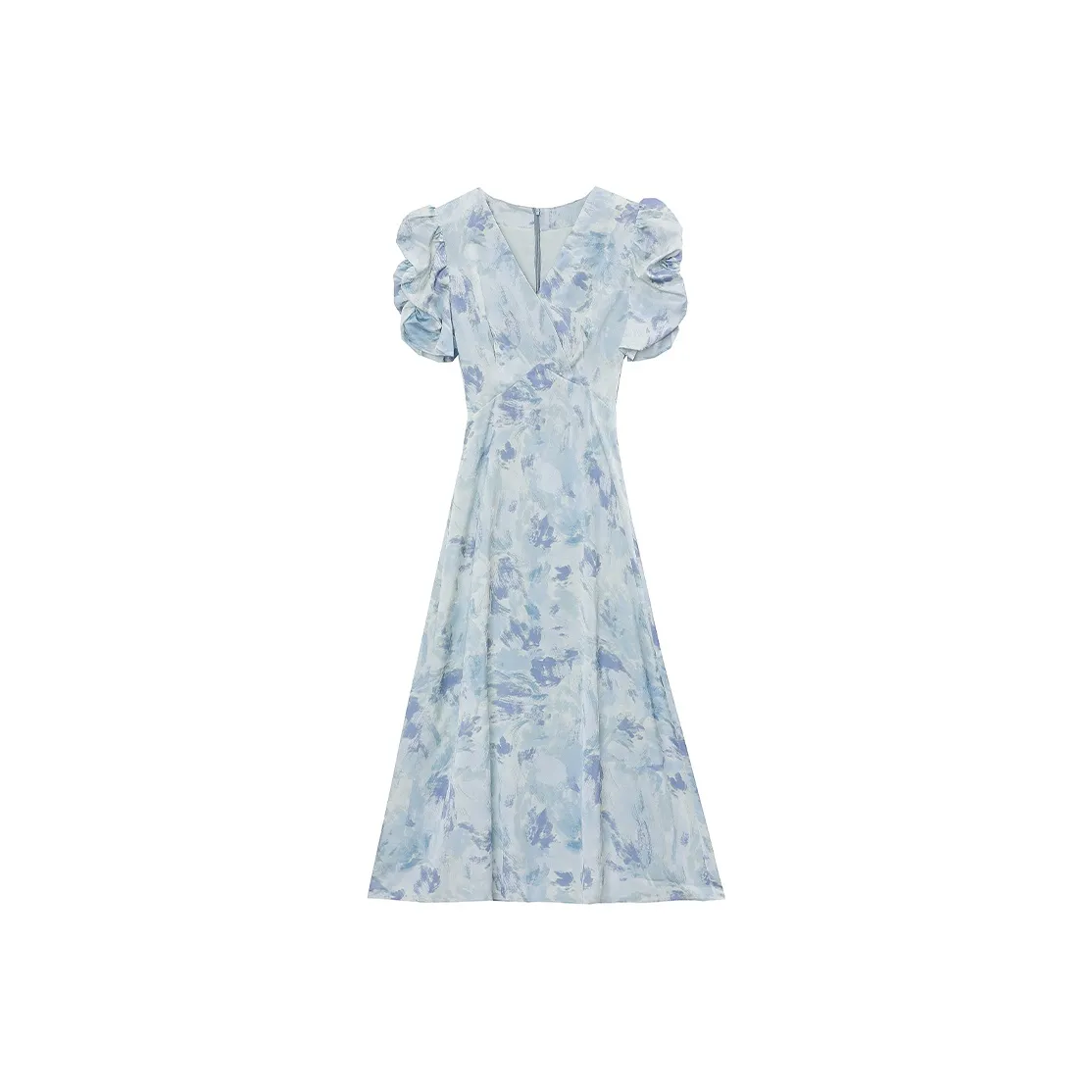 MISTVB Короткий рукав Платье Женское Без рисунка Синий