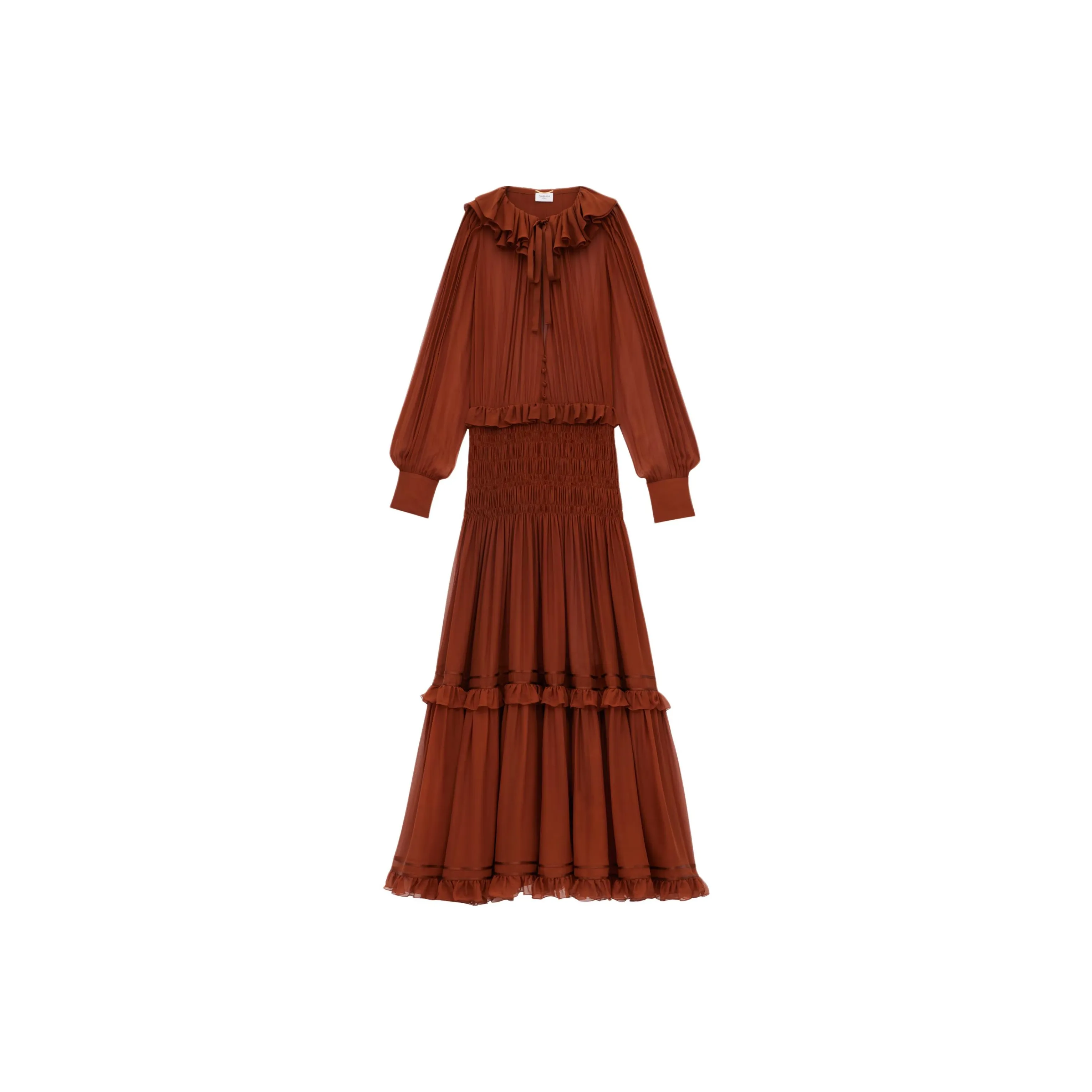 SAINT LAURENT Long Sleeved Dress Women's Brown Red