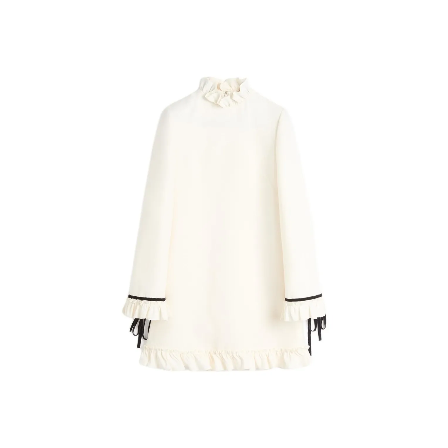 Valentino Garavani Mock Neck Ruffled Hem Mini Dress