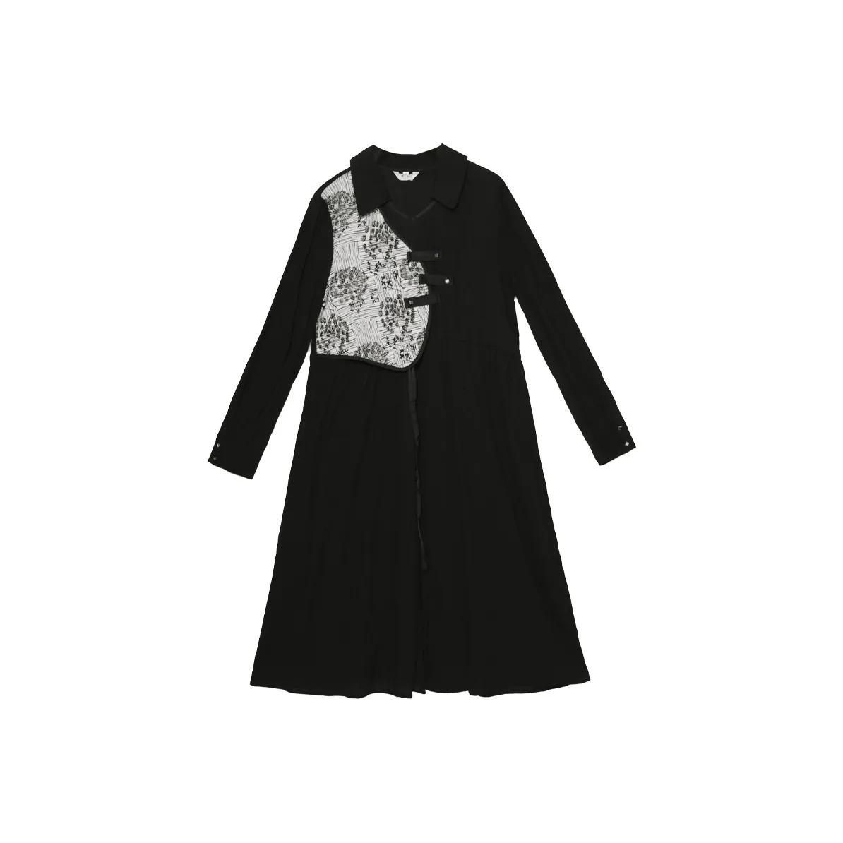 IT'Real SS25 Длинное Платье с Длинными Рукавами Женское Черное