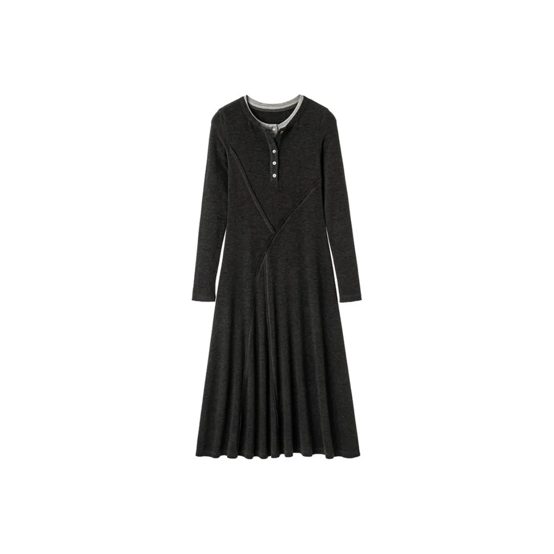 EKOOL Длинное платье с длинными рукавами женское темно-серое