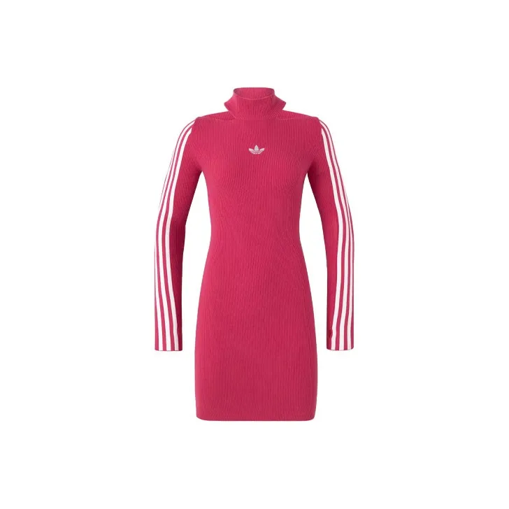 Adidas Originals Premium Knit Dress Long Sleeved Dresses Women's Magenta