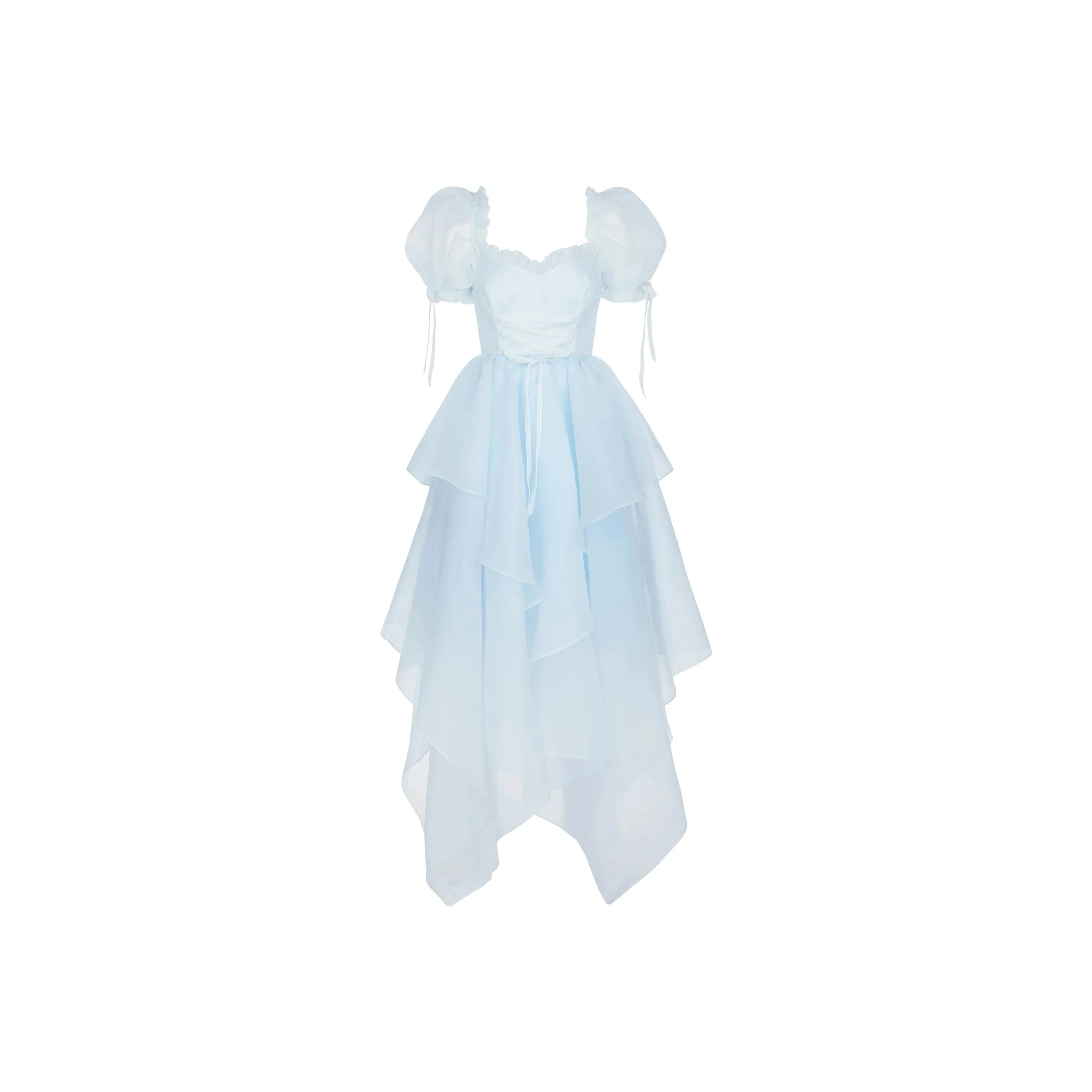 Selkie Светло-голубой Женские Короткие Платья с Рукавами