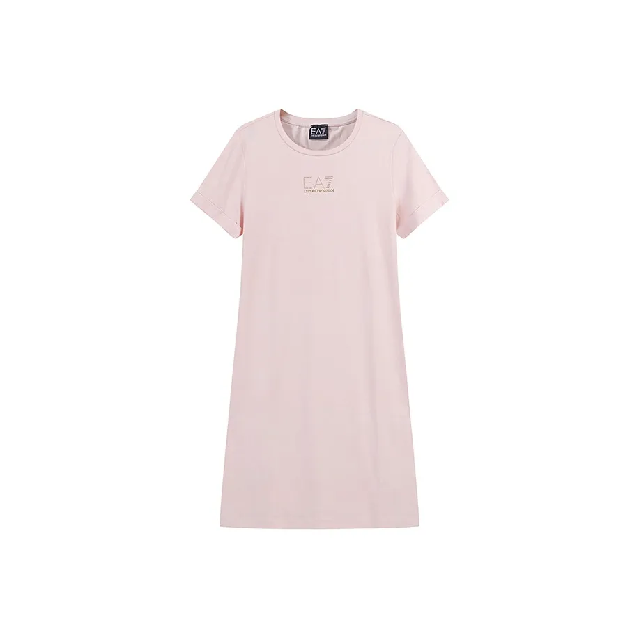 EMPORIO ARMANI EA7 SS24 Short Sleeved Dress Women's Light Pink