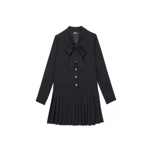 THE KOOPLES Черное Женское Длинное Платье с Рукавами