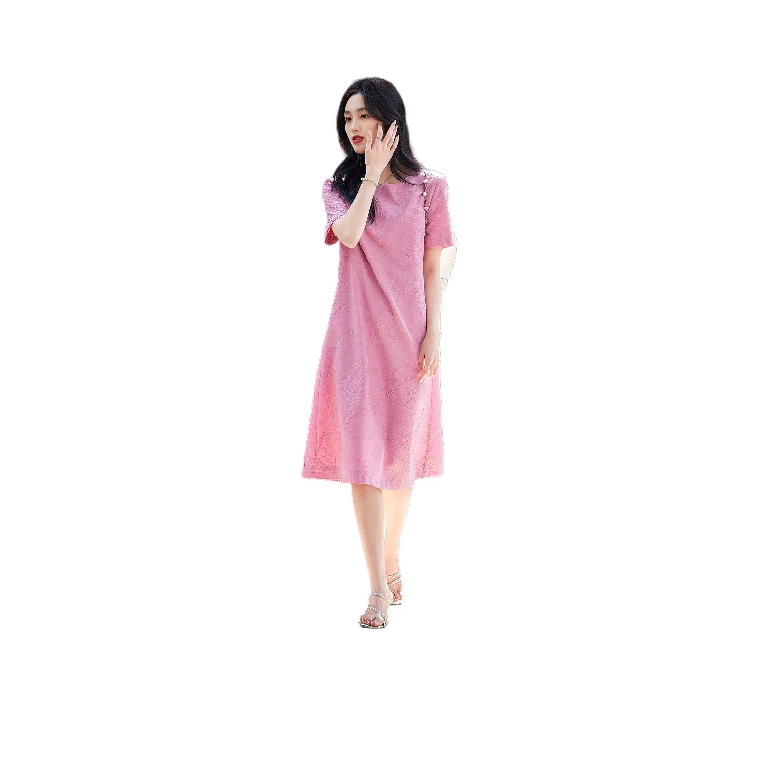 【dme】 Short Sleeved Dresses Women's Fuchsia