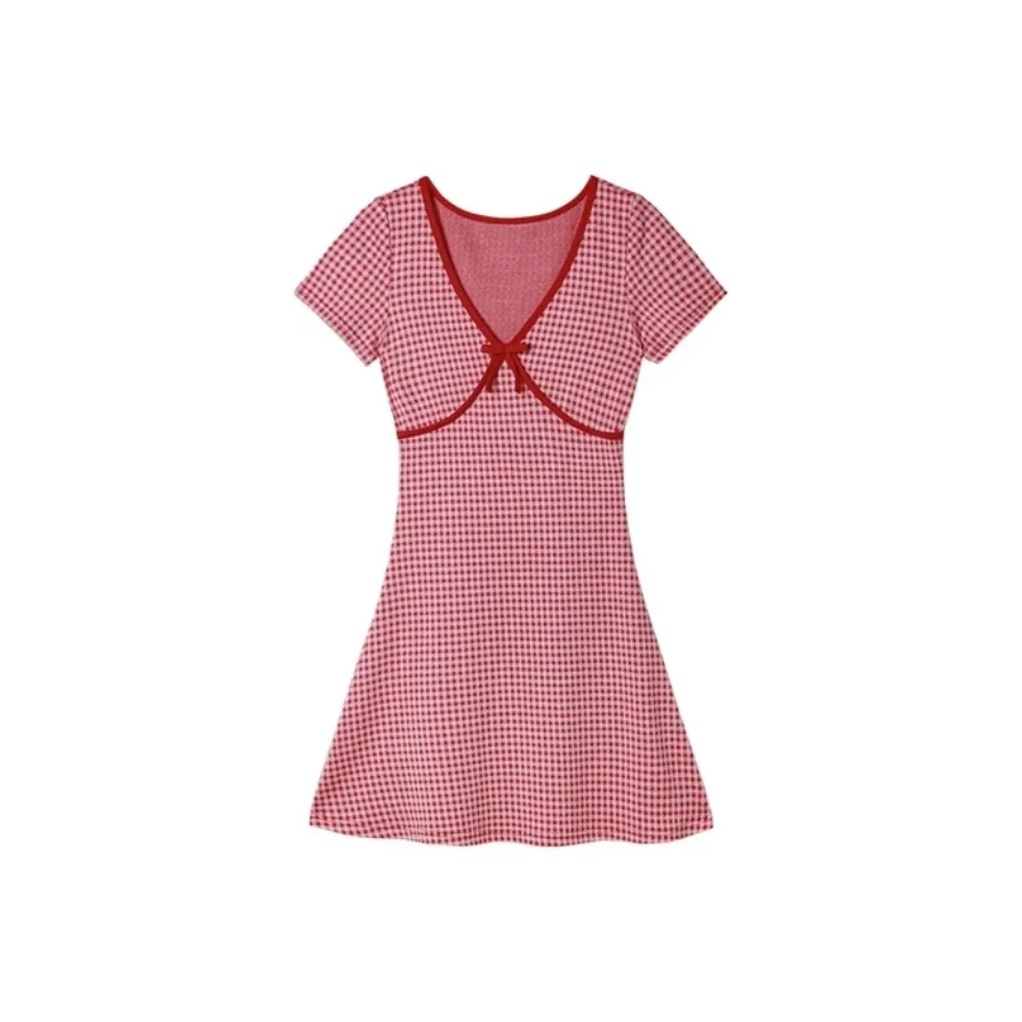 YGPRW Короткий рукав платье женское красное