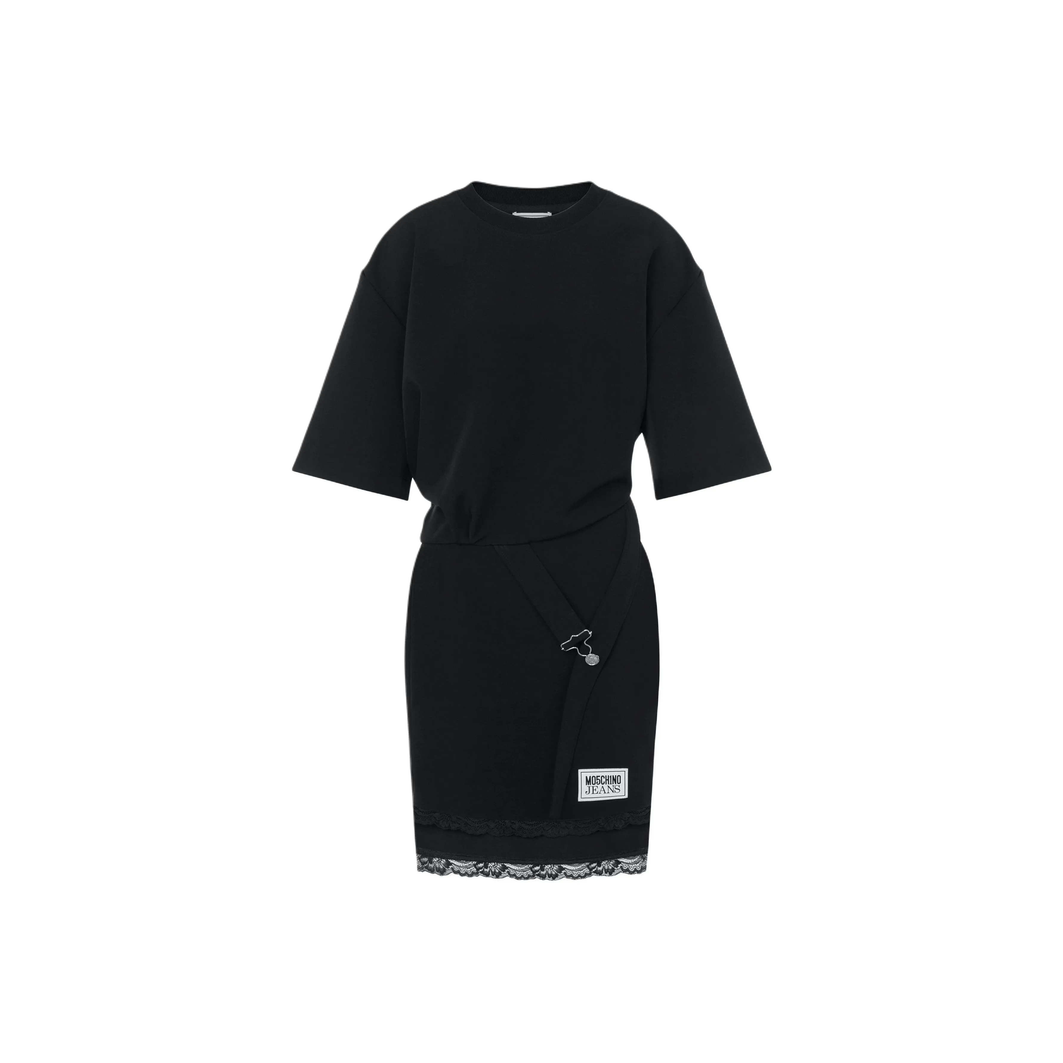 MOSCHINO Jeans Logo patch Buckled Shirt Dress