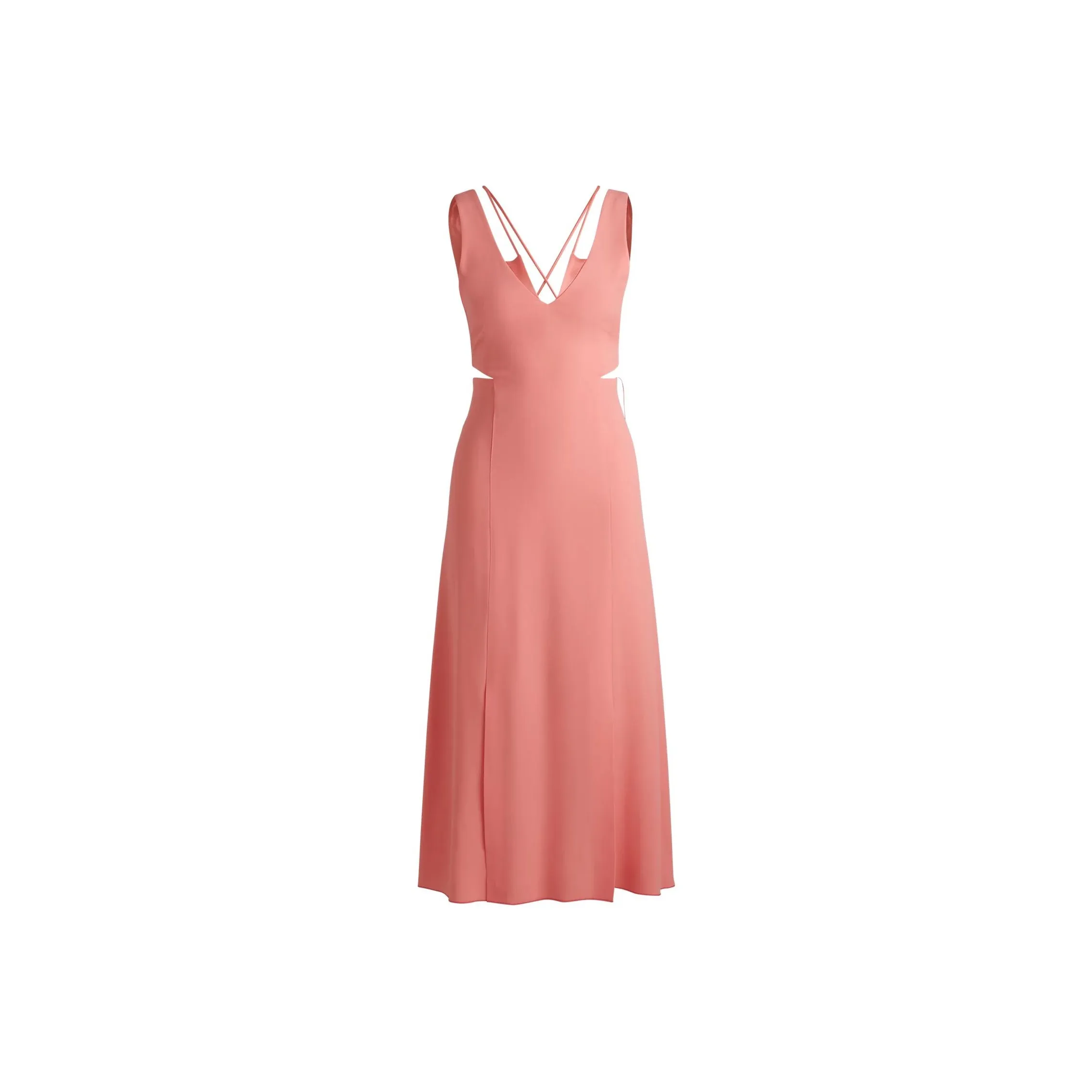 HUGO BOSS V Neck Dress With Cut Out Details Sleeveless Dress Women's Pink