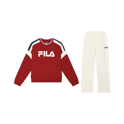 FILA ORIGINALE Одежда Набор Vivid Красный топ + Белые брюки Женские Повседневные костюмы