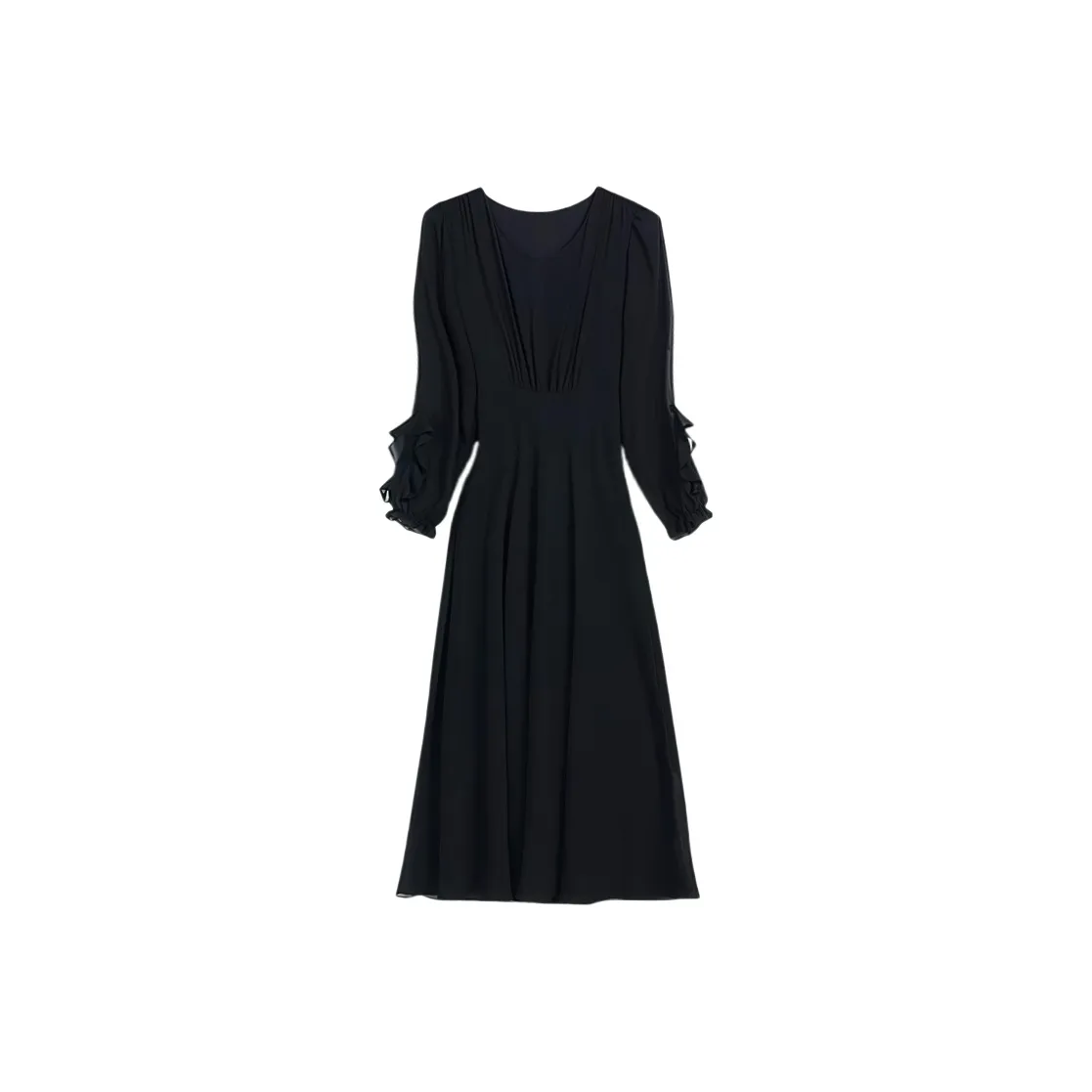 Yvetteclassic Длинное платье с длинными рукавами женское черное