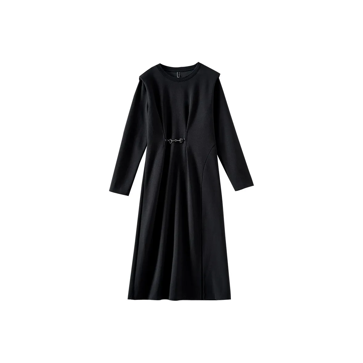 OUNIXUE Зимний Длинный С рукавами Платье Женское Черное