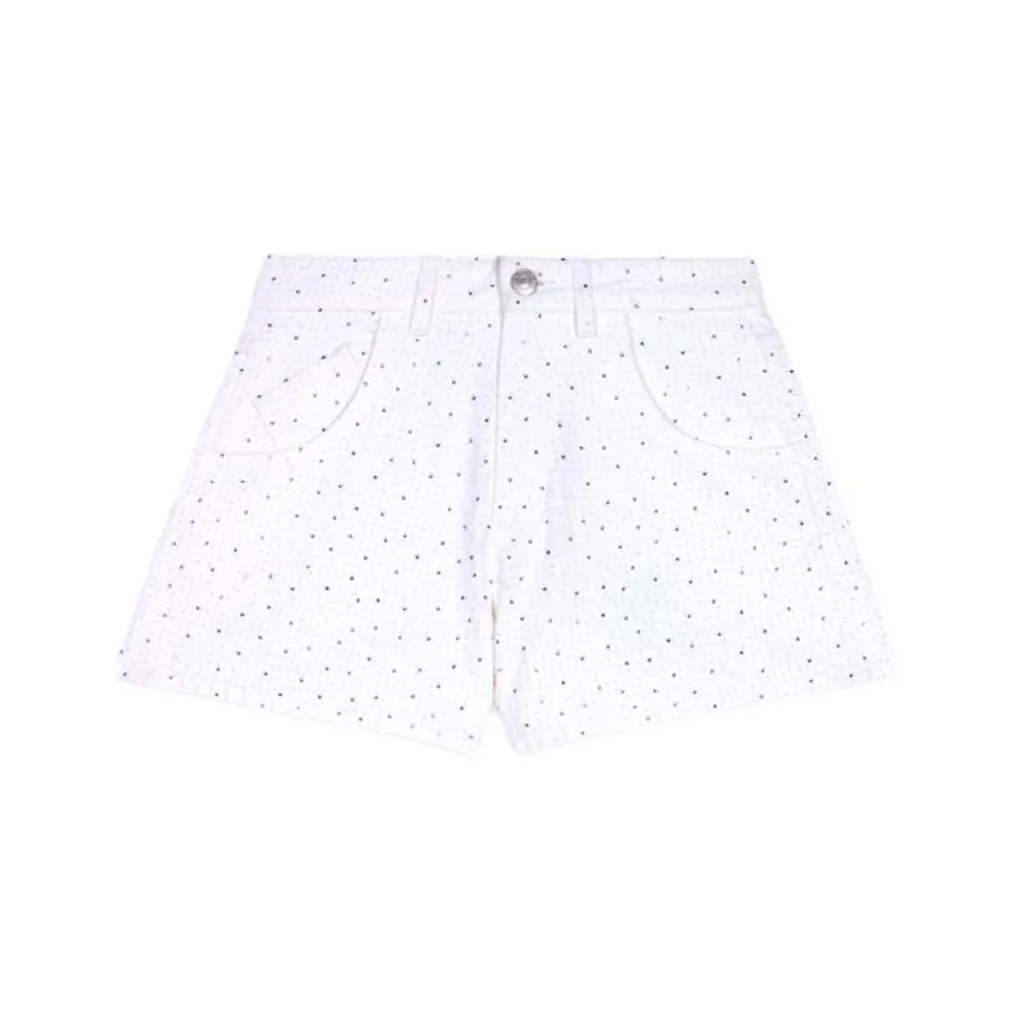 Maje Rhinestone-embellished Cotton Denim Shorts