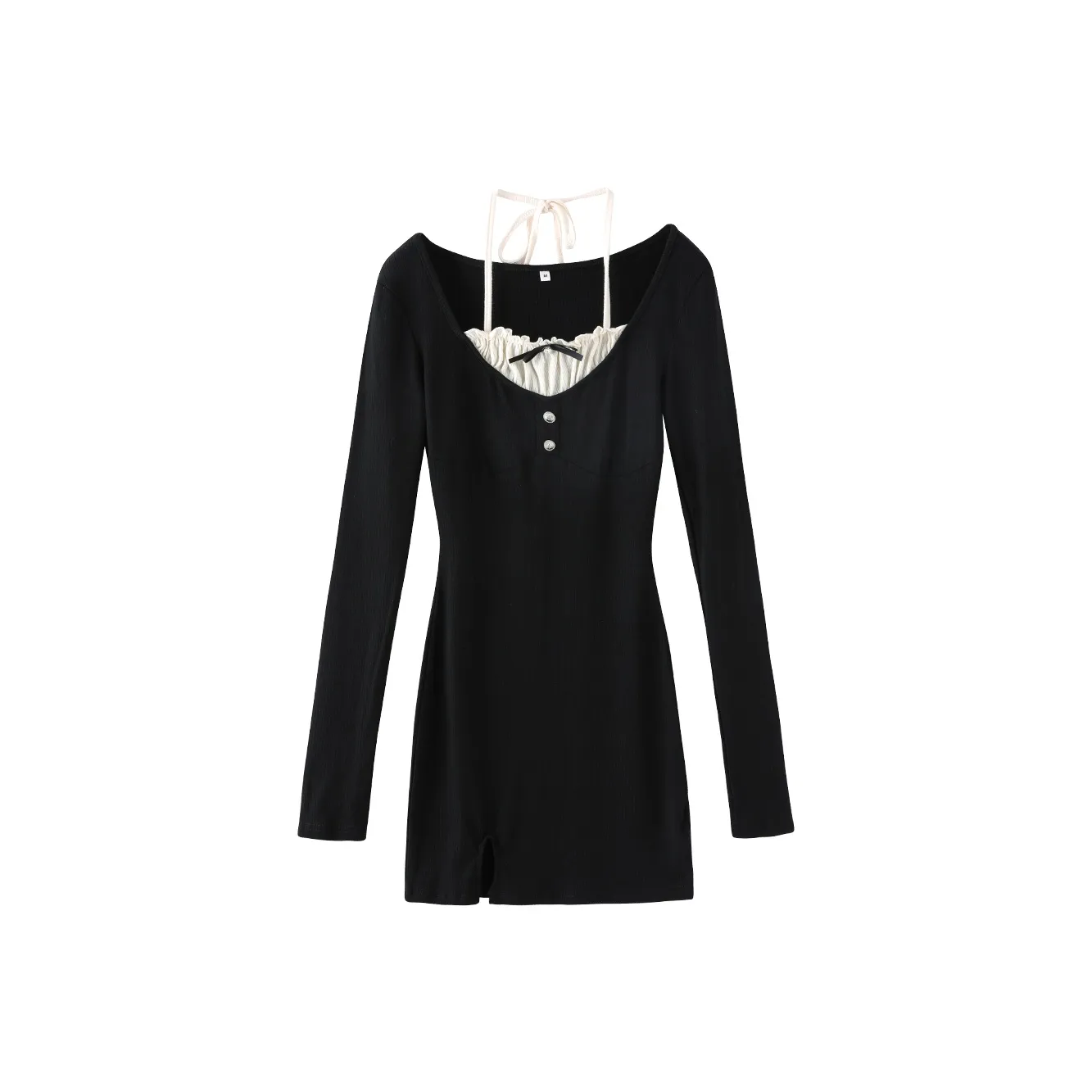 Miss Chipmunk Длинное платье с длинными рукавами женское черное