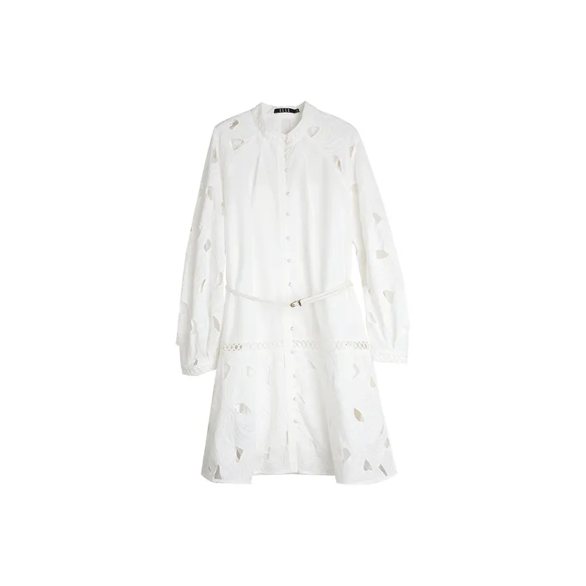 ELLE Длинное платье с длинными рукавами цвет белый